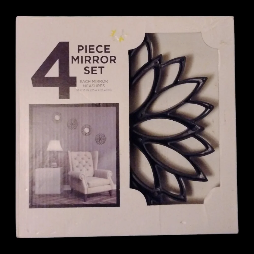Black 4-Piece Mirror Set